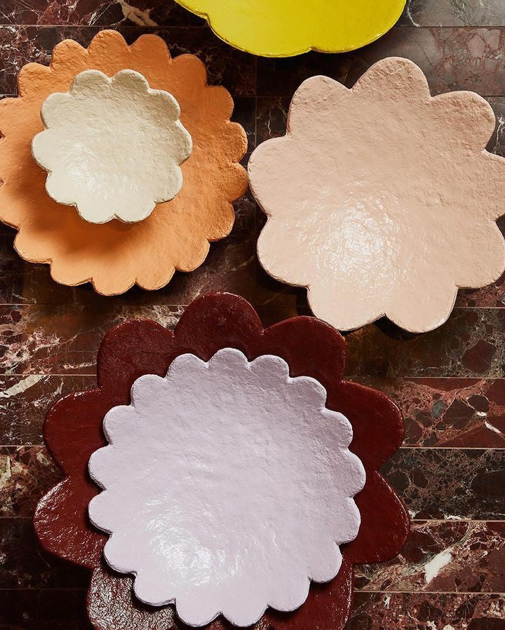 Scalloped Pedestal Bowl ~ Pink Champagne