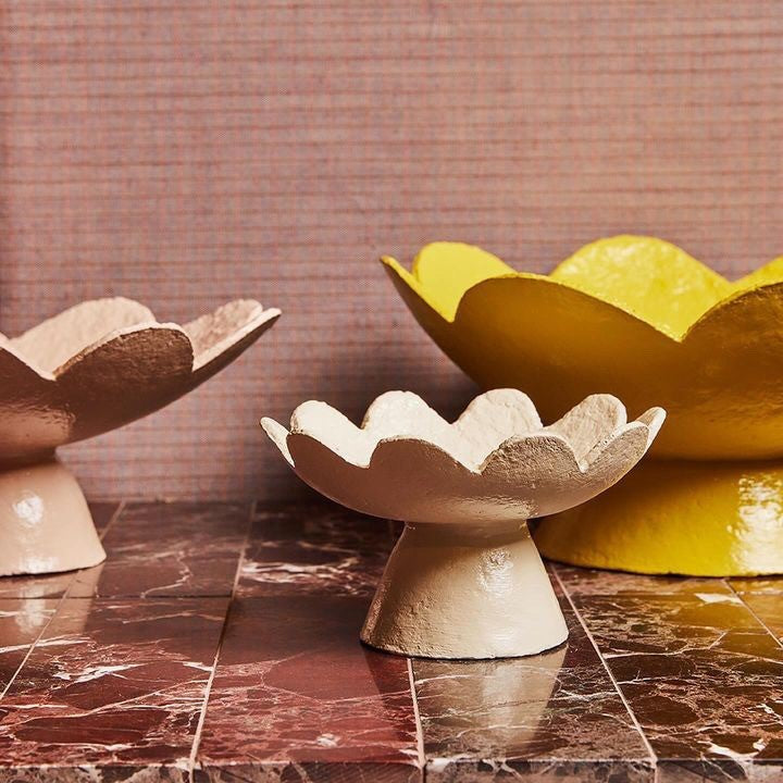 Scalloped Pedestal Bowl ~ Burnt Sienna