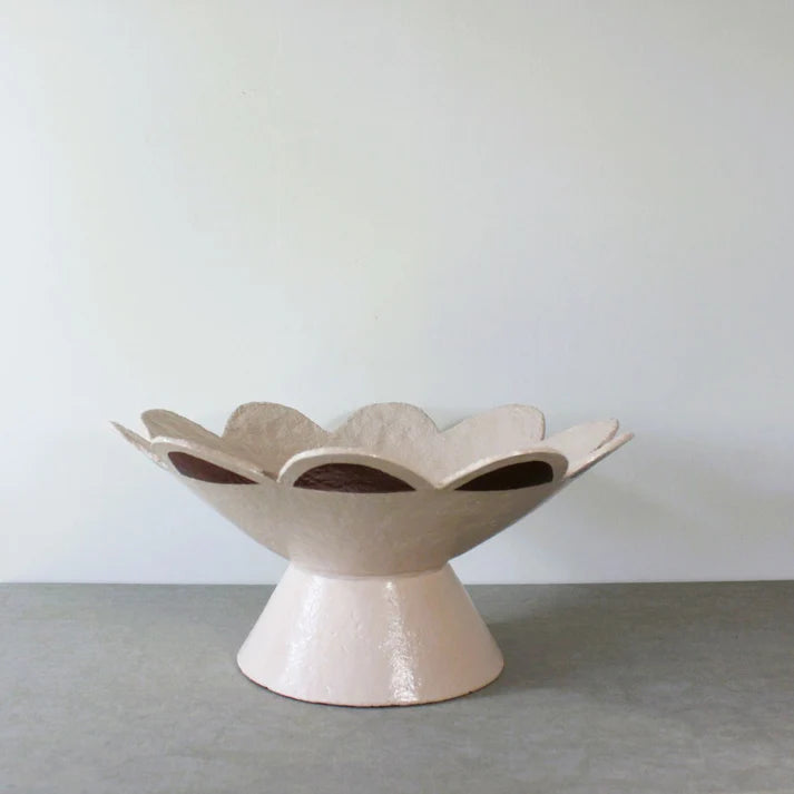Scalloped Pedestal Bowl ~ Pink Champagne
