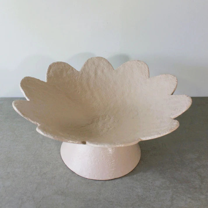 Scalloped Pedestal Bowl ~ Pink Champagne