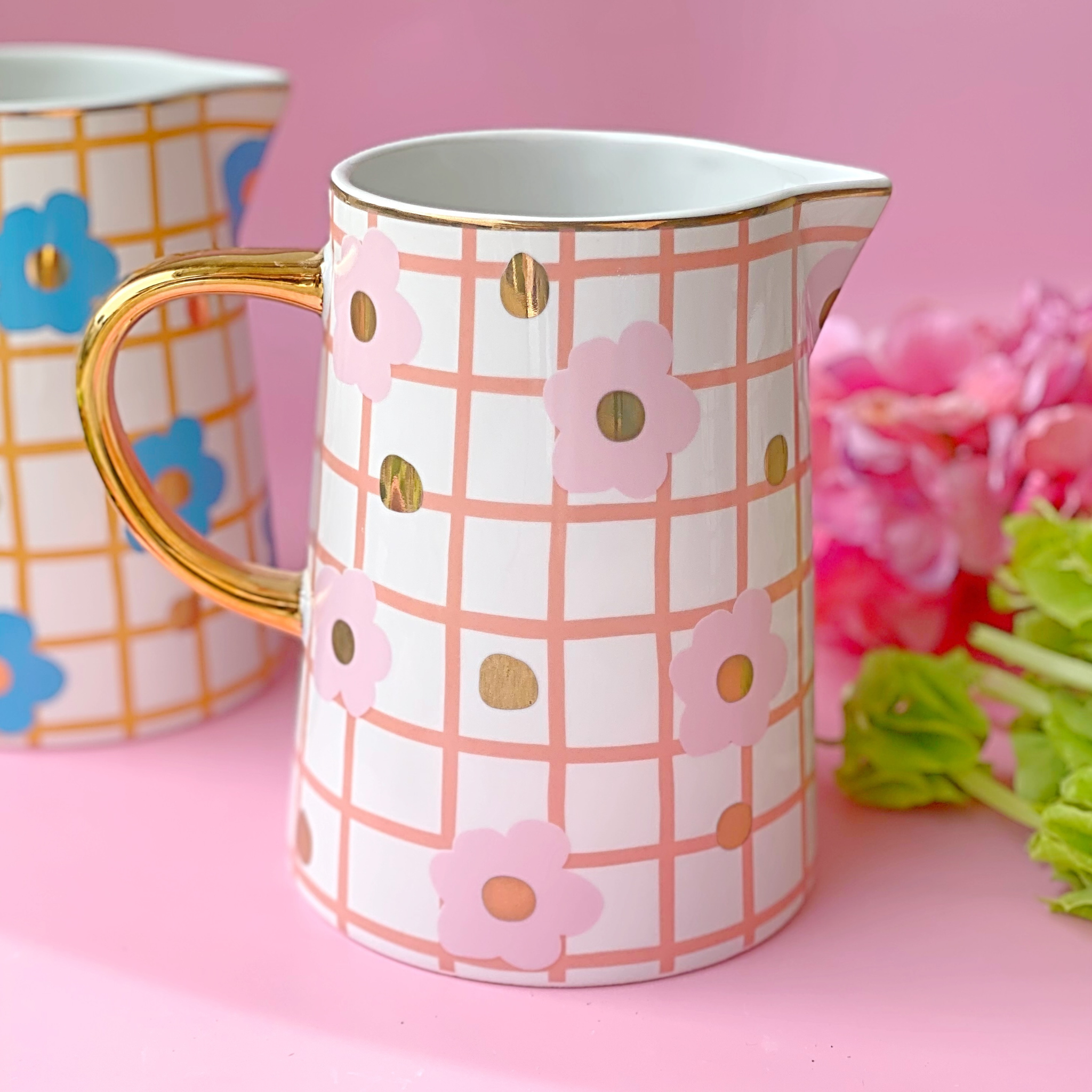 Tartan and Bloom Pink Jug
